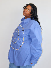 Maya x BRZ - Solid Blue Button Down (3X/4X)