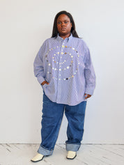 Maya x BRZ - Blue Stripe Spiral Button Down (3X/4X)