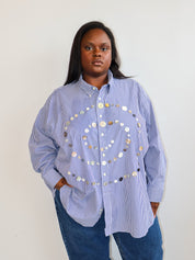 Maya x BRZ - Blue Stripe Spiral Button Down (3X/4X)