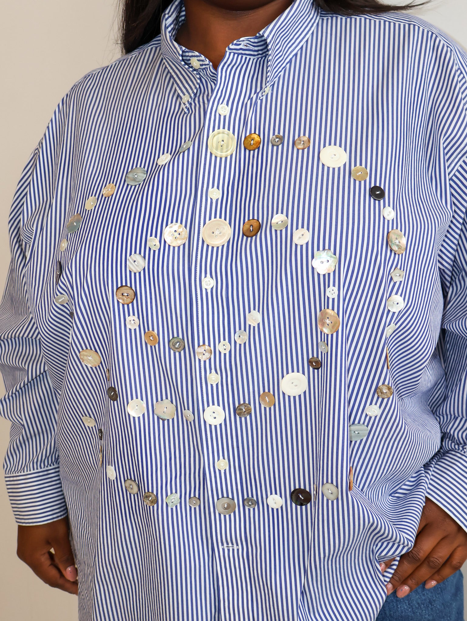 Maya x BRZ - Blue Stripe Spiral Button Down (3X/4X)