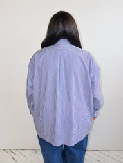 Maya x BRZ - Blue Stripe Spiral Button Down (3X/4X)