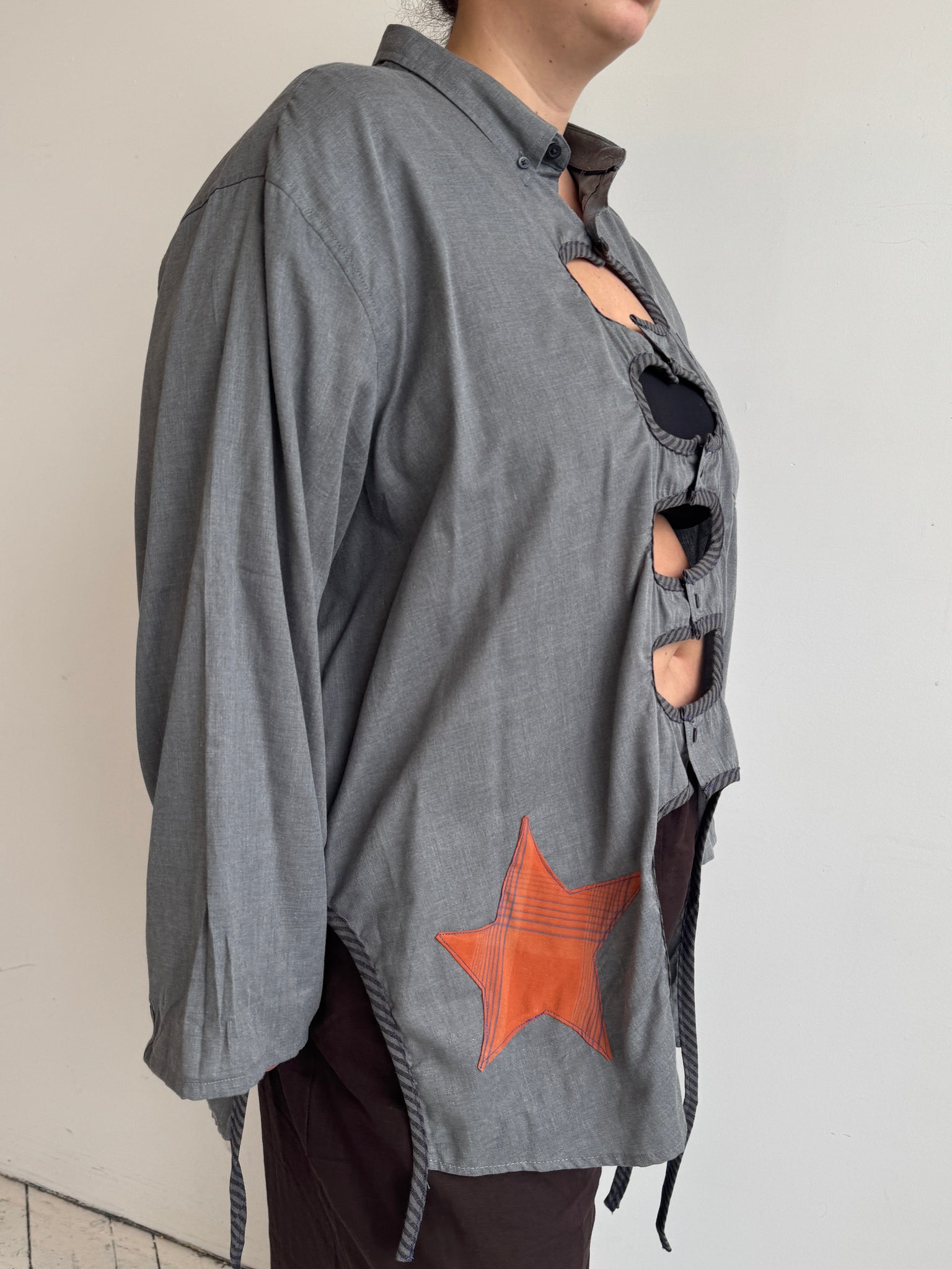 Tiberi x BRZ - Grey Reworked Cutout Star Shirt (4X)