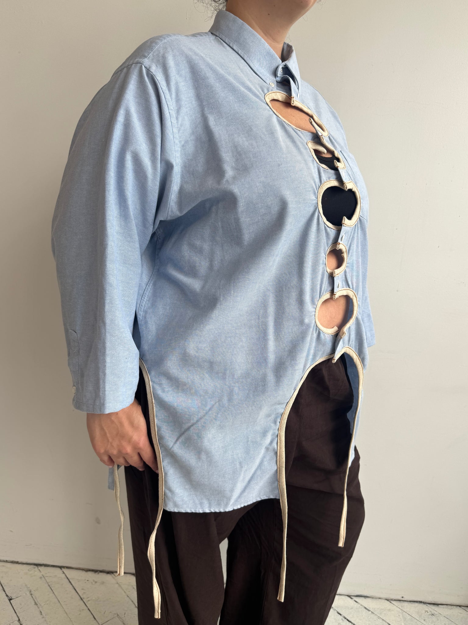 Tiberi x BRZ - Blue Reworked Cutout Shirt (3X)
