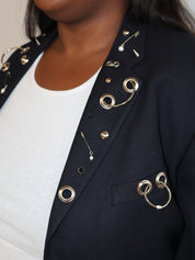 Shop Journal x BRZ - Dark Navy Embellished Blazer (XL/1X)