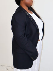 Shop Journal x BRZ - Dark Navy Embellished Blazer (XL/1X)