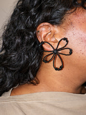 Rashelle - Flub Flower Earring Black