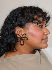 Rashelle - Flub Flower Earring Black