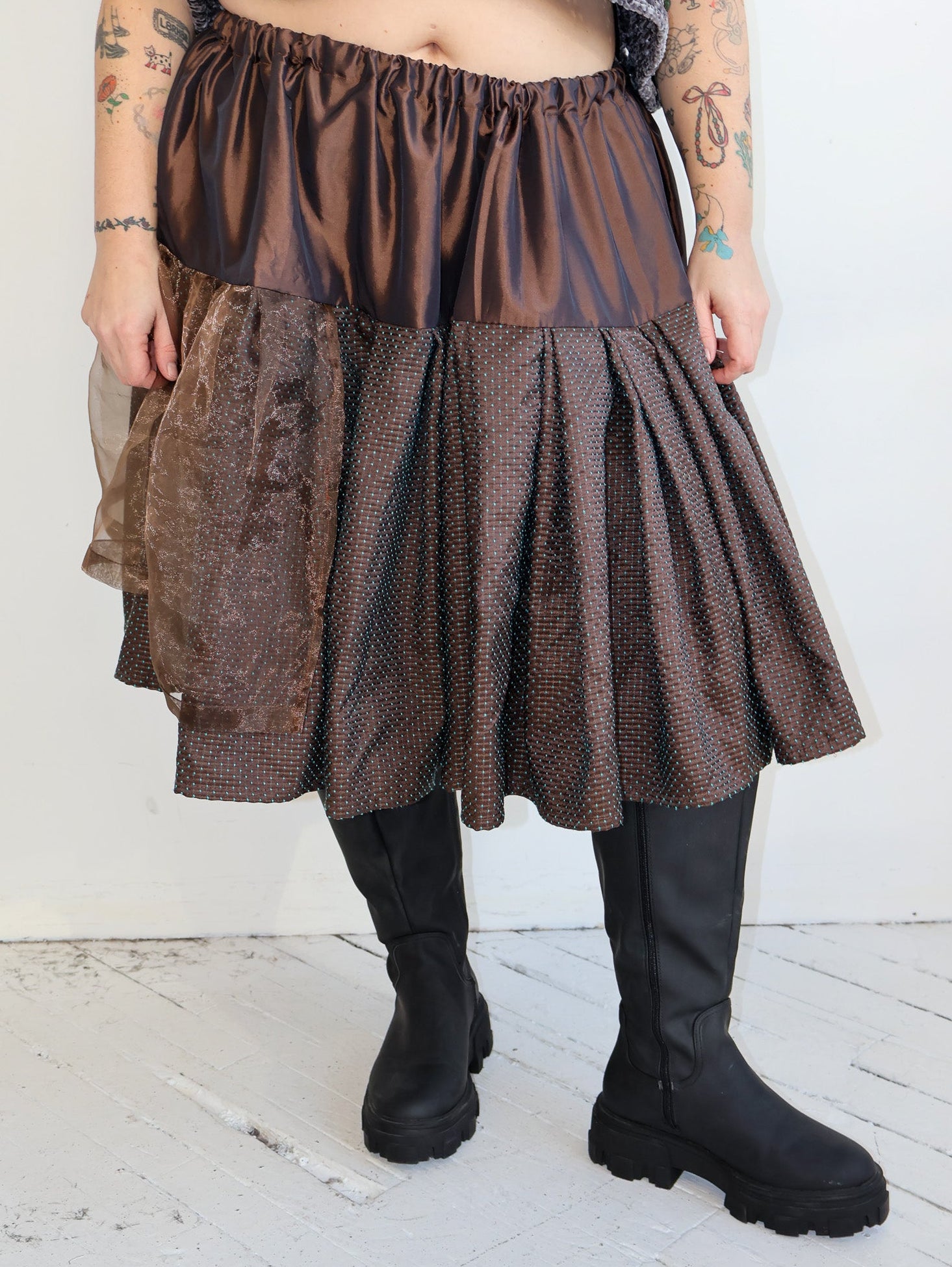 makmak - Brown Metallic Skirt (1X-5X)