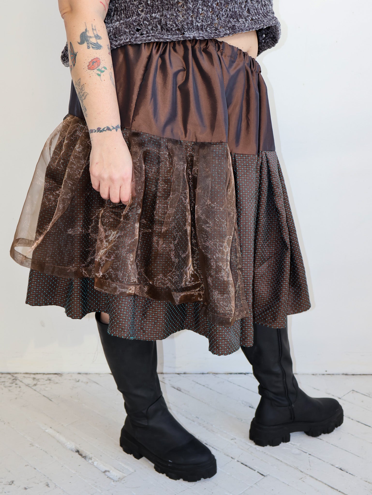 makmak - Brown Metallic Skirt (1X-5X)