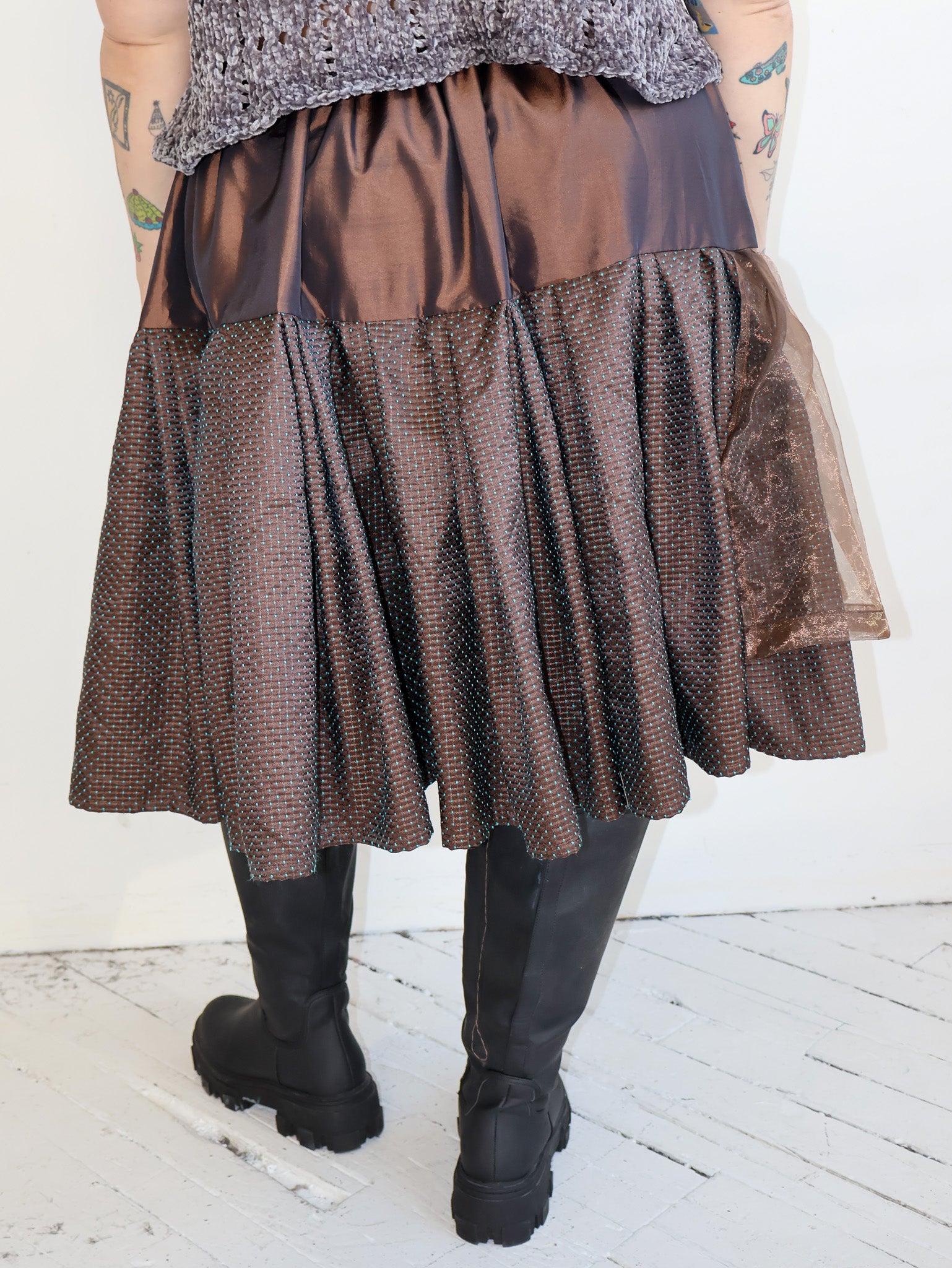 makmak - Brown Metallic Skirt (1X-5X)
