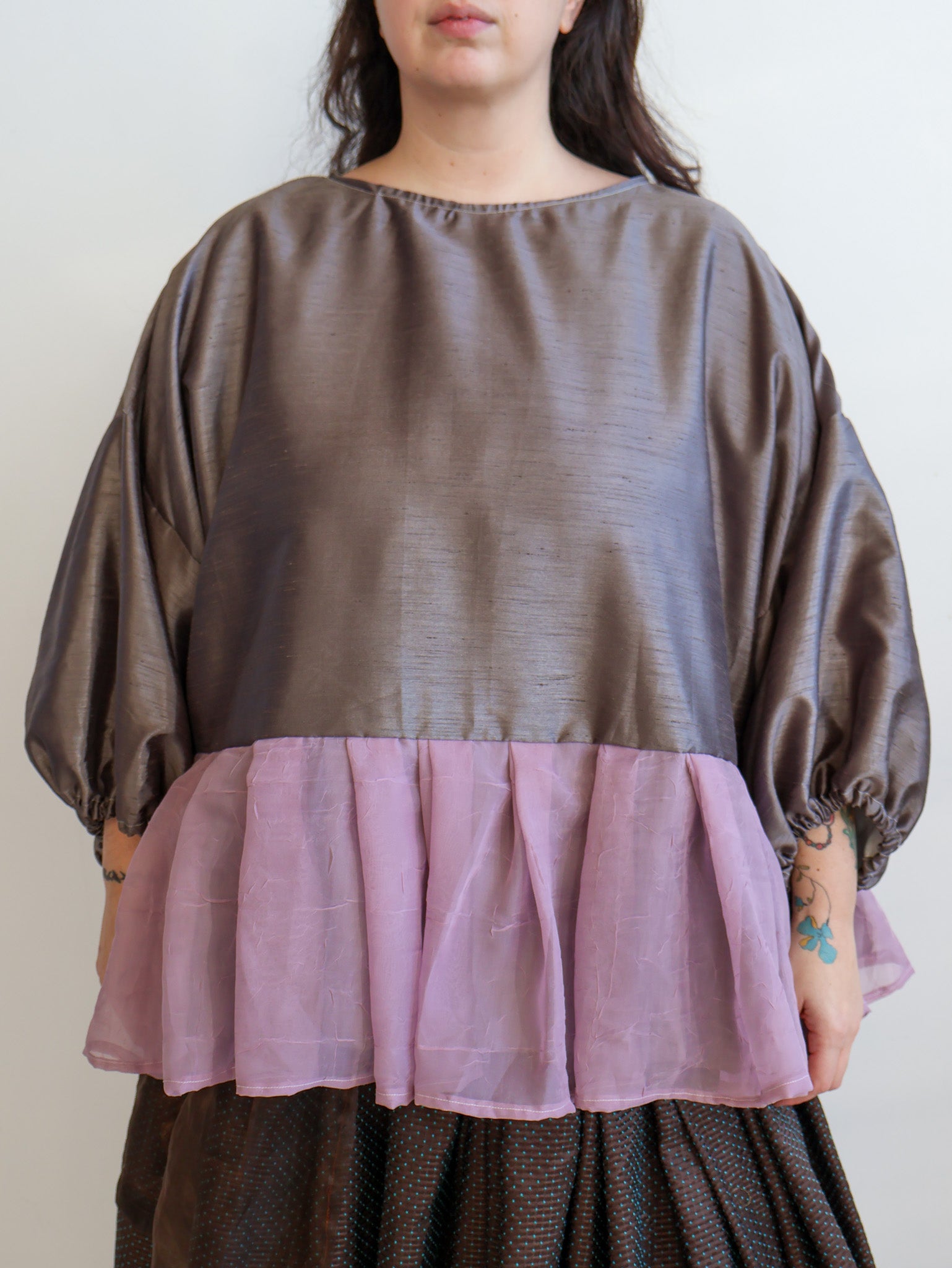 makmak - Silver Ruffle Tunic (1X-5X)
