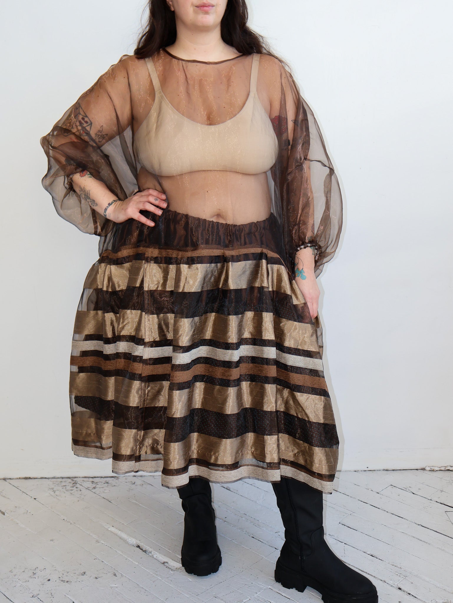 makmak - Sheer Brown Dress (1X-5X)