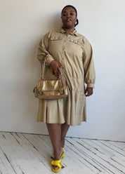 Vintage - Khaki Long Sleeve Dress (3X)