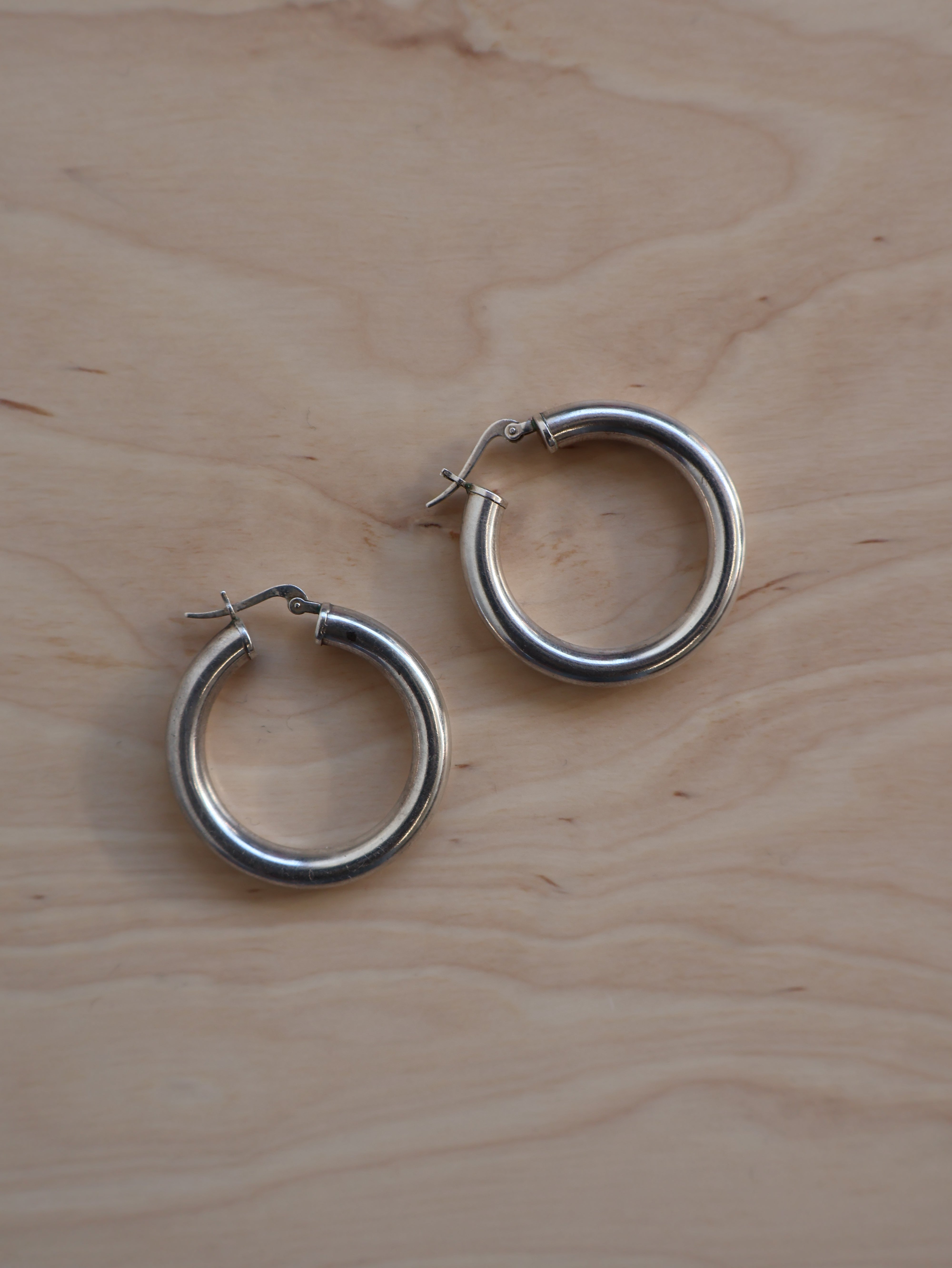 Vintage - Thick Silver Hoops