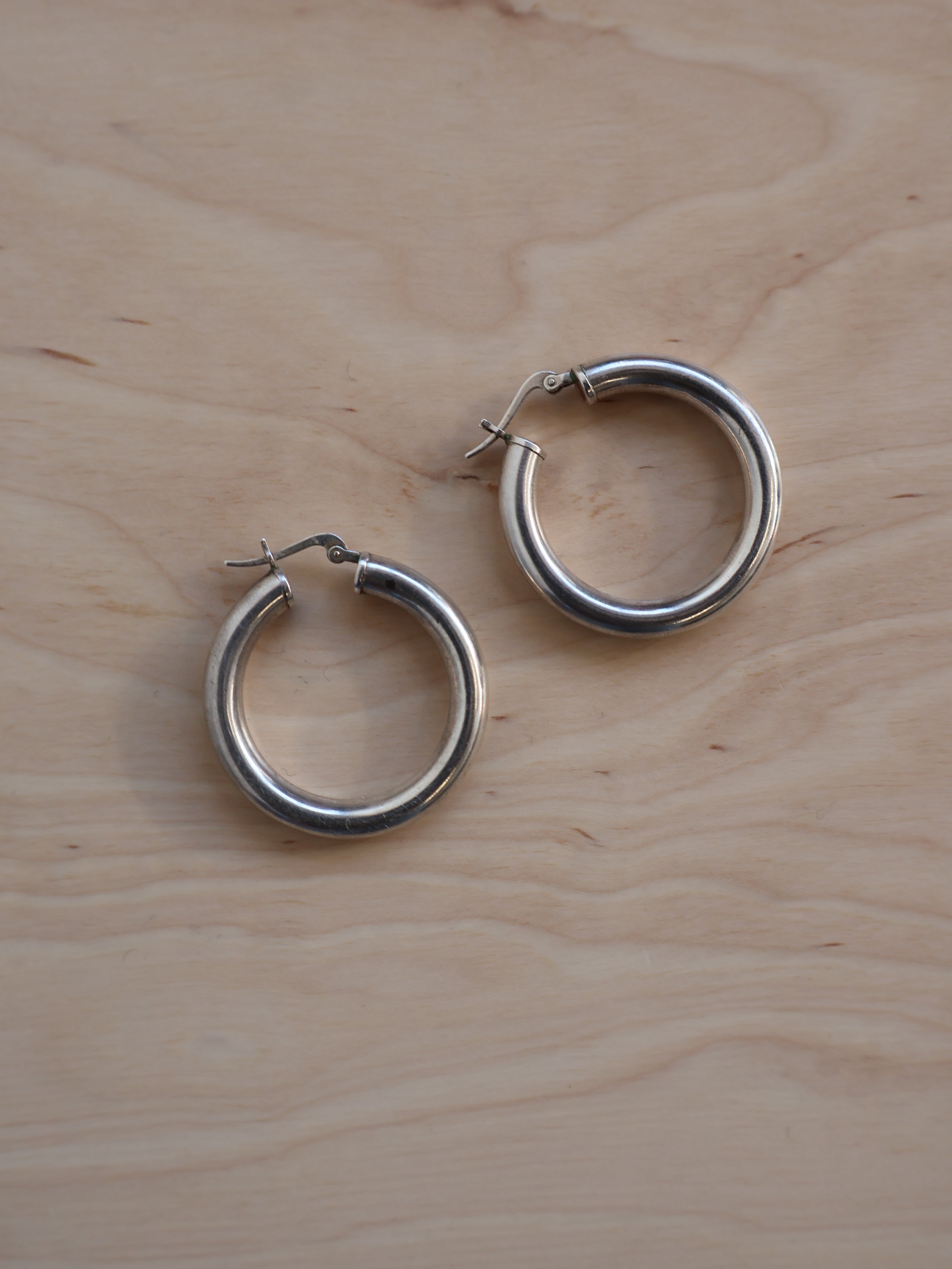 Vintage - Thick Silver Hoops