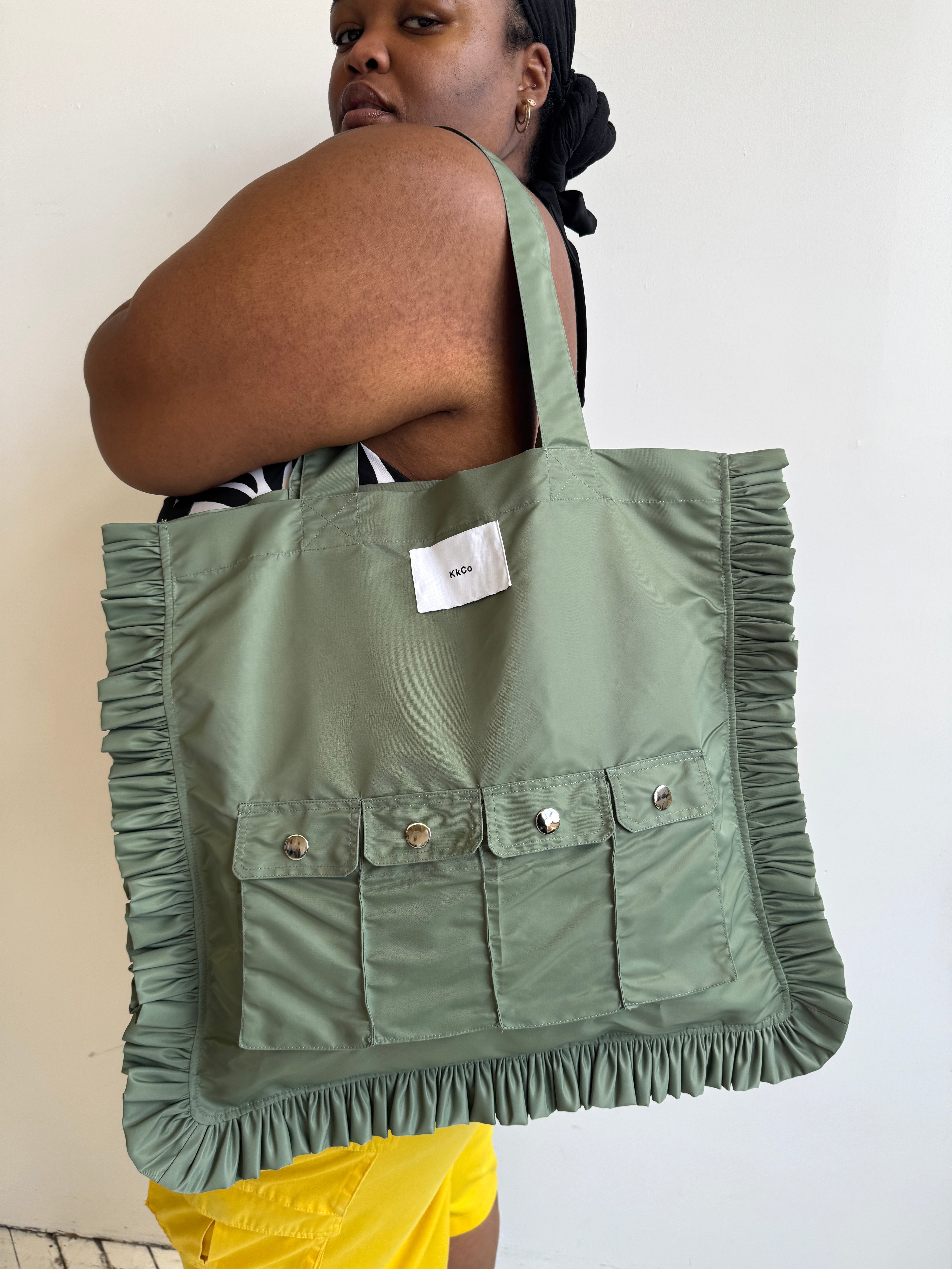 KKCo - Utility Tote in Sage Nylon Satin