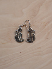 Vintage - Silver Kitty Earrings