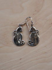 Vintage - Silver Kitty Earrings