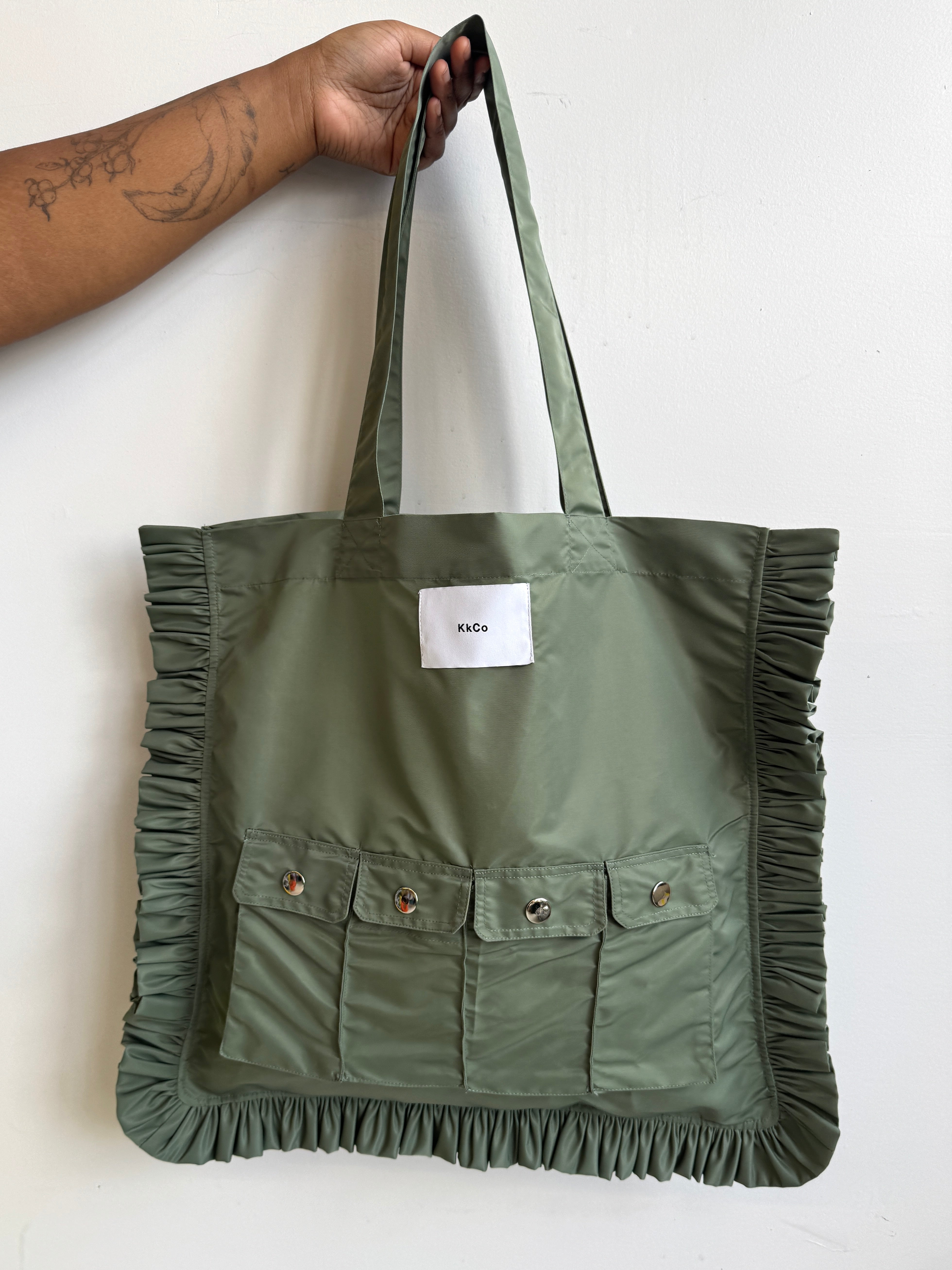 KKCo - Utility Tote in Sage Nylon Satin