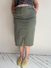 Vintage - Green Stretch Midi Skirt (XL/1X)