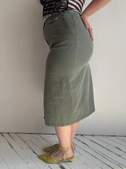 Vintage - Green Stretch Midi Skirt (XL/1X)