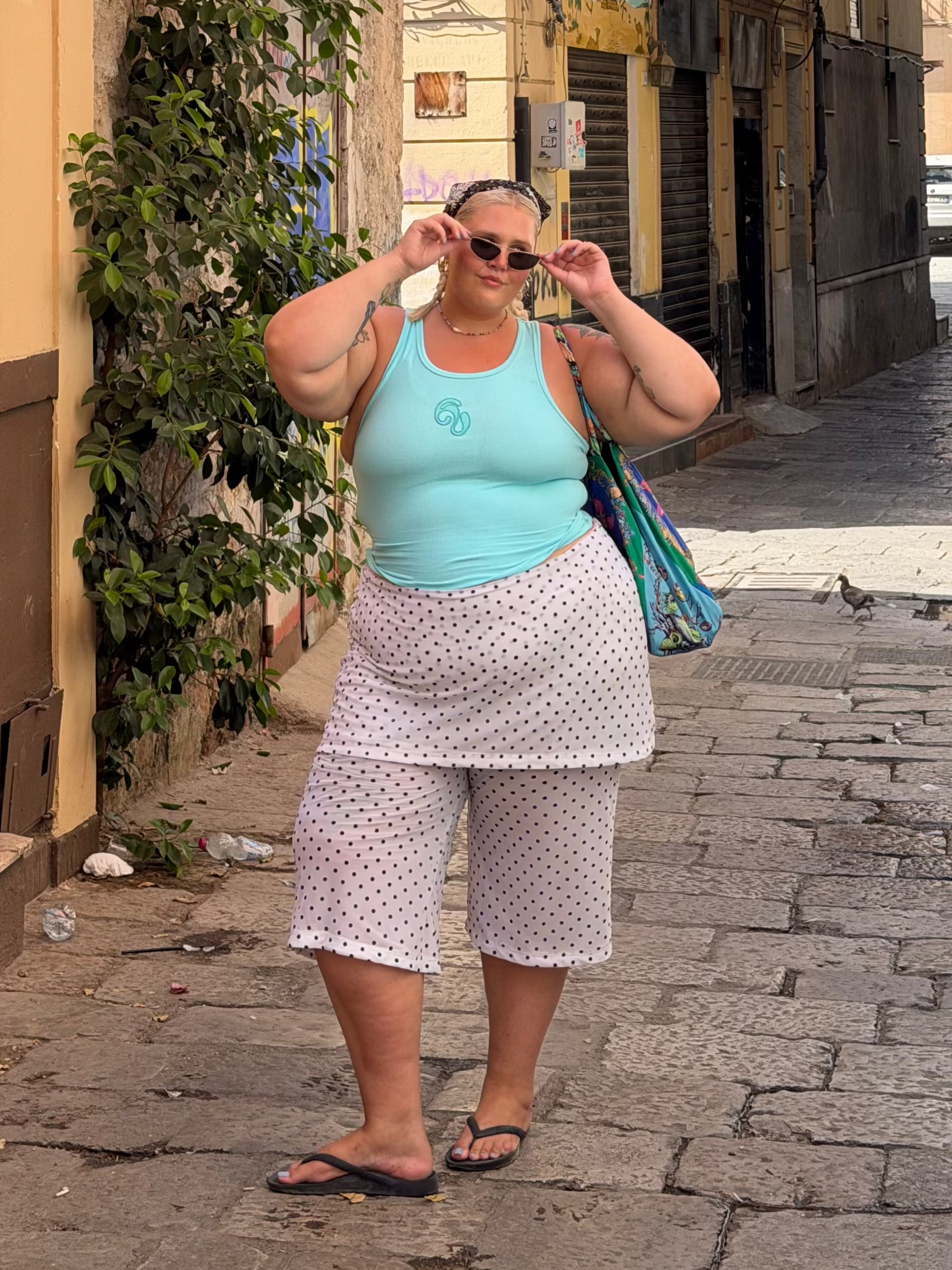 Cueva - Polka Dot Layered Culotte Pants (XL-3X)