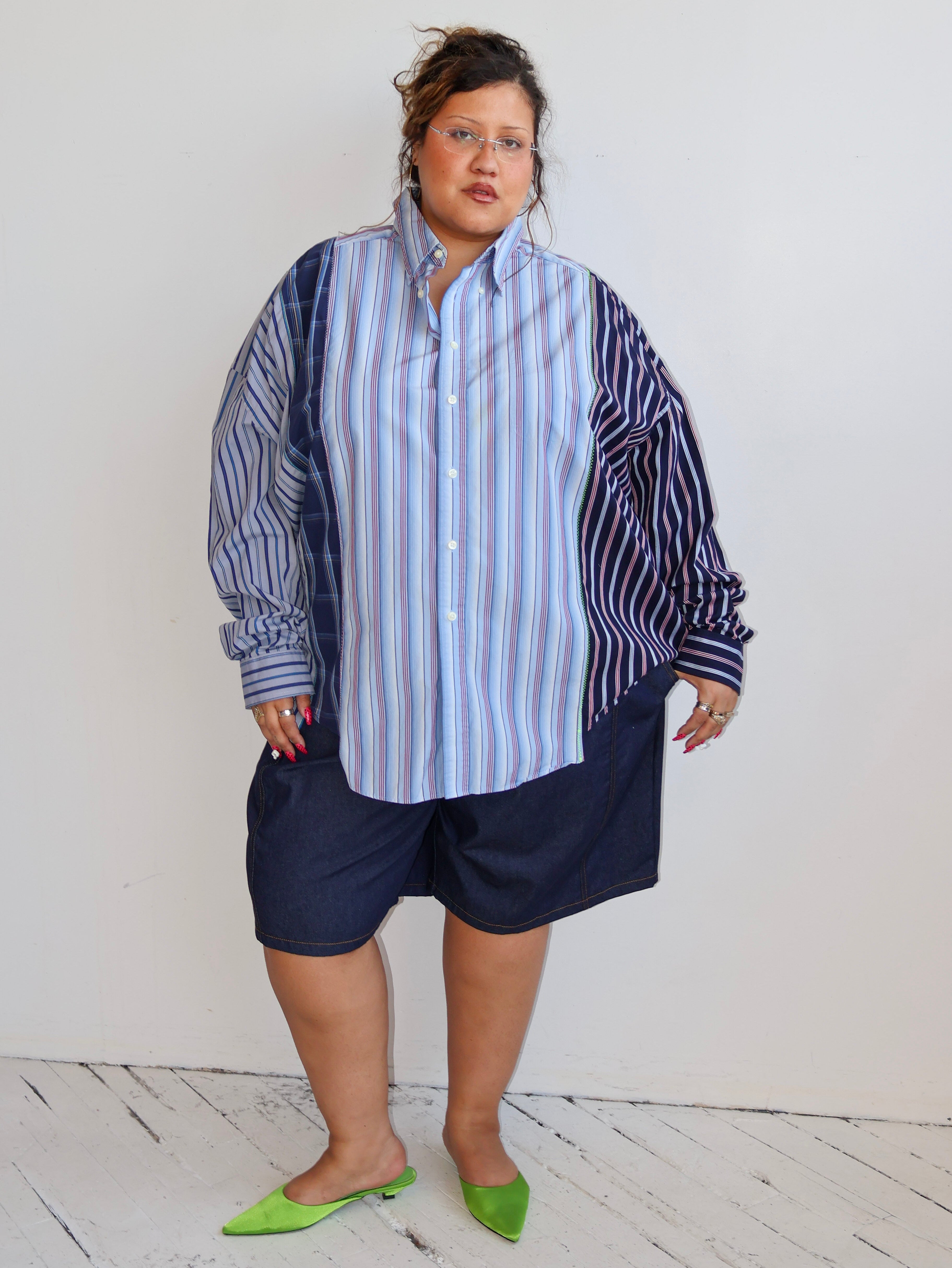 Cassie's Shop - Blue Striped Button Down (4X)