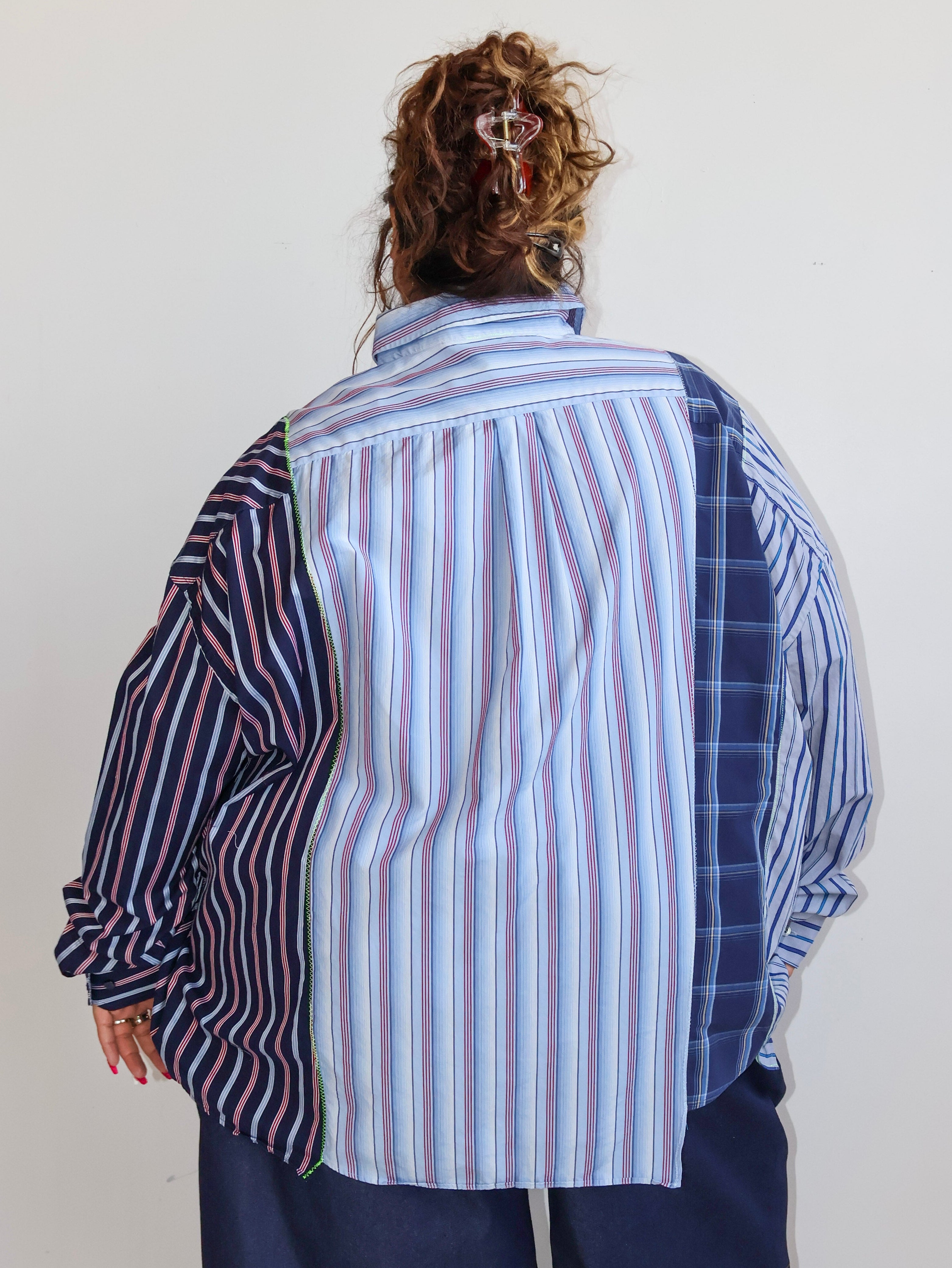 Cassie's Shop - Blue Striped Button Down (4X)