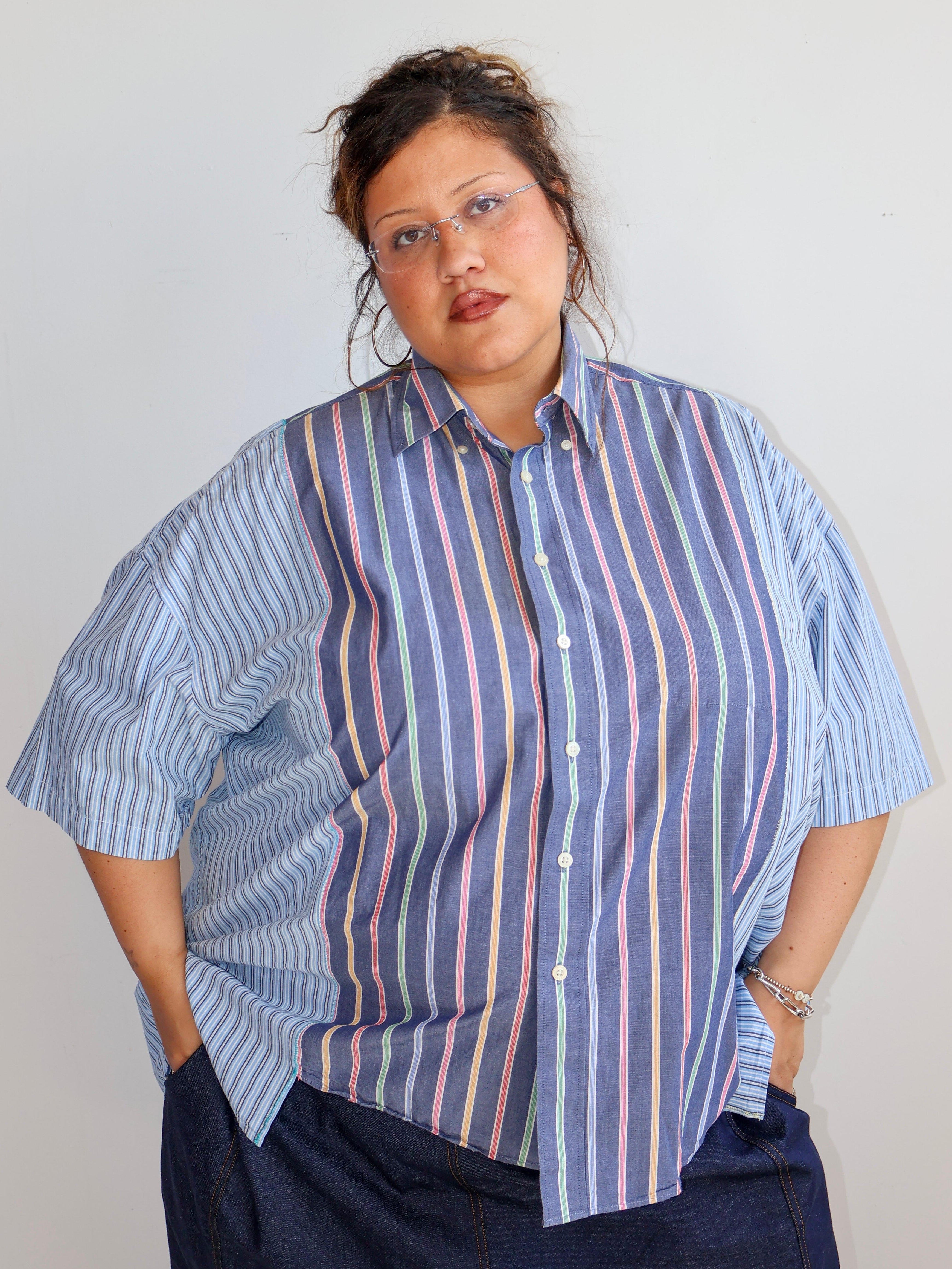 Cassie's Shop - Rainbow Stripe Button Down (4X)
