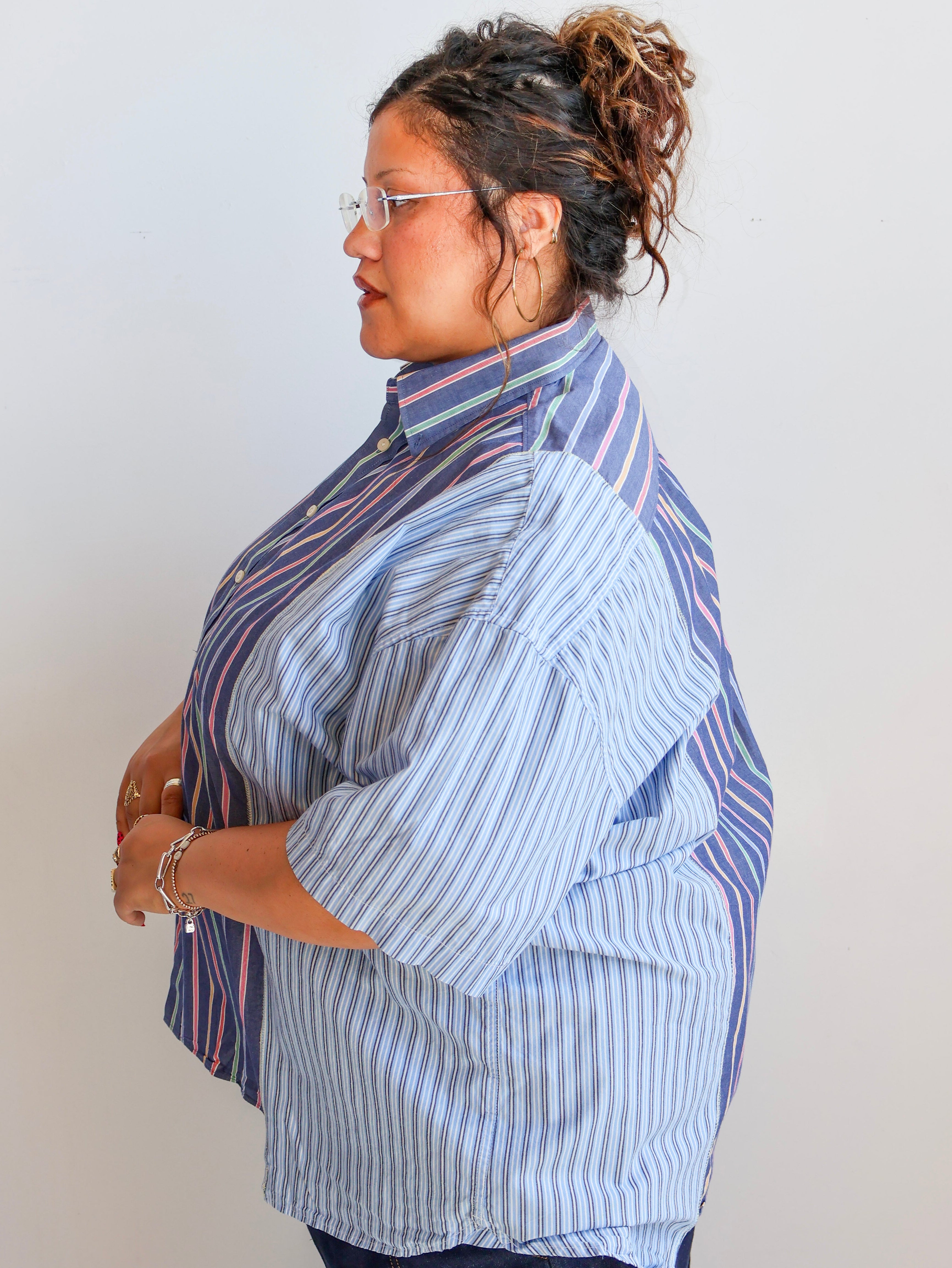 Cassie's Shop - Rainbow Stripe Button Down (4X)