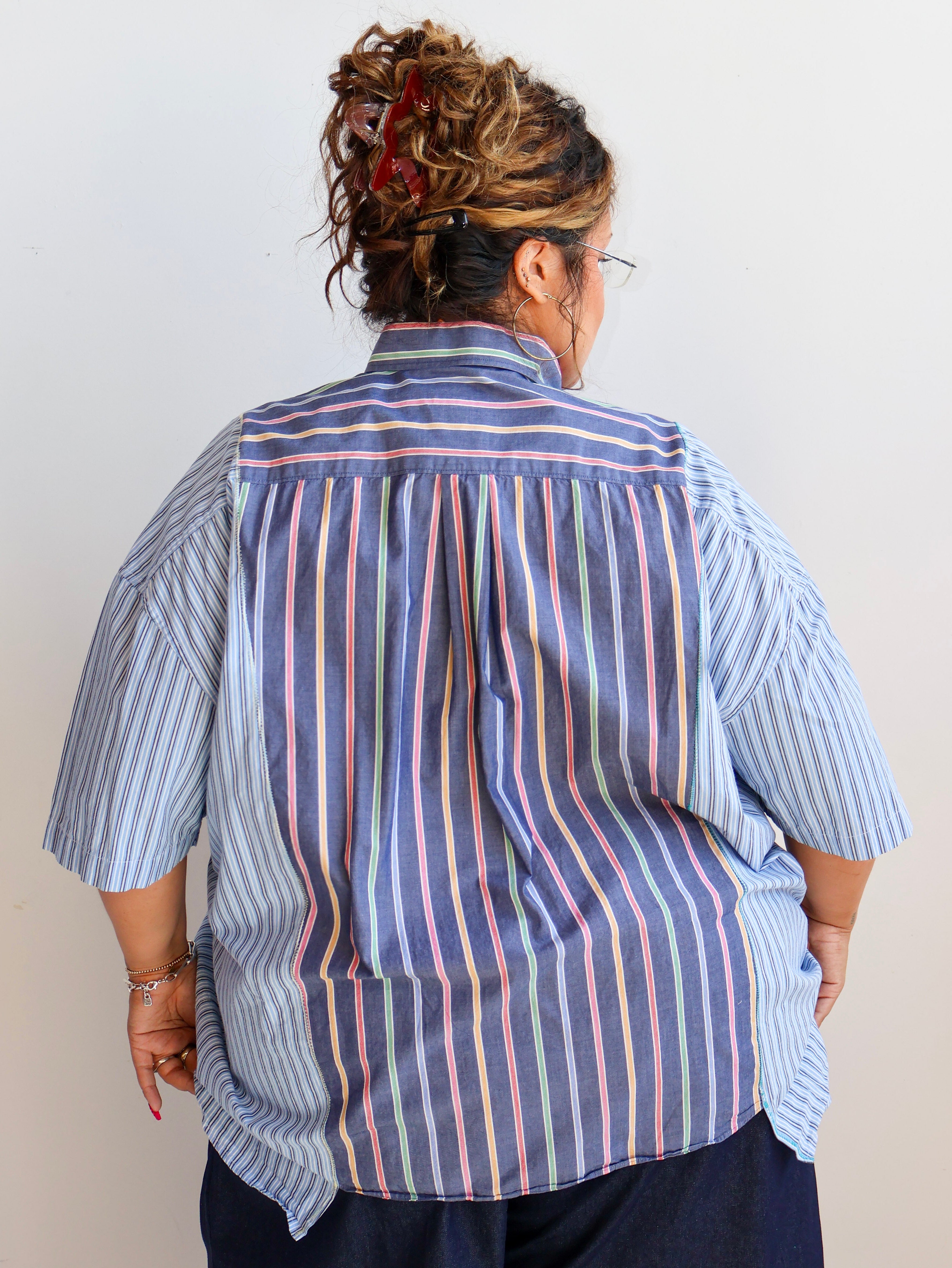 Cassie's Shop - Rainbow Stripe Button Down (4X)