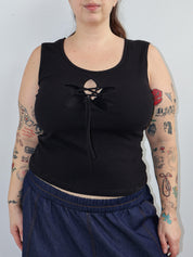 ABL ESTUDIO - Cropped Star Tank in Black (L-3X)