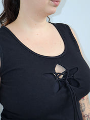 ABL ESTUDIO - Cropped Star Tank in Black (L-3X)