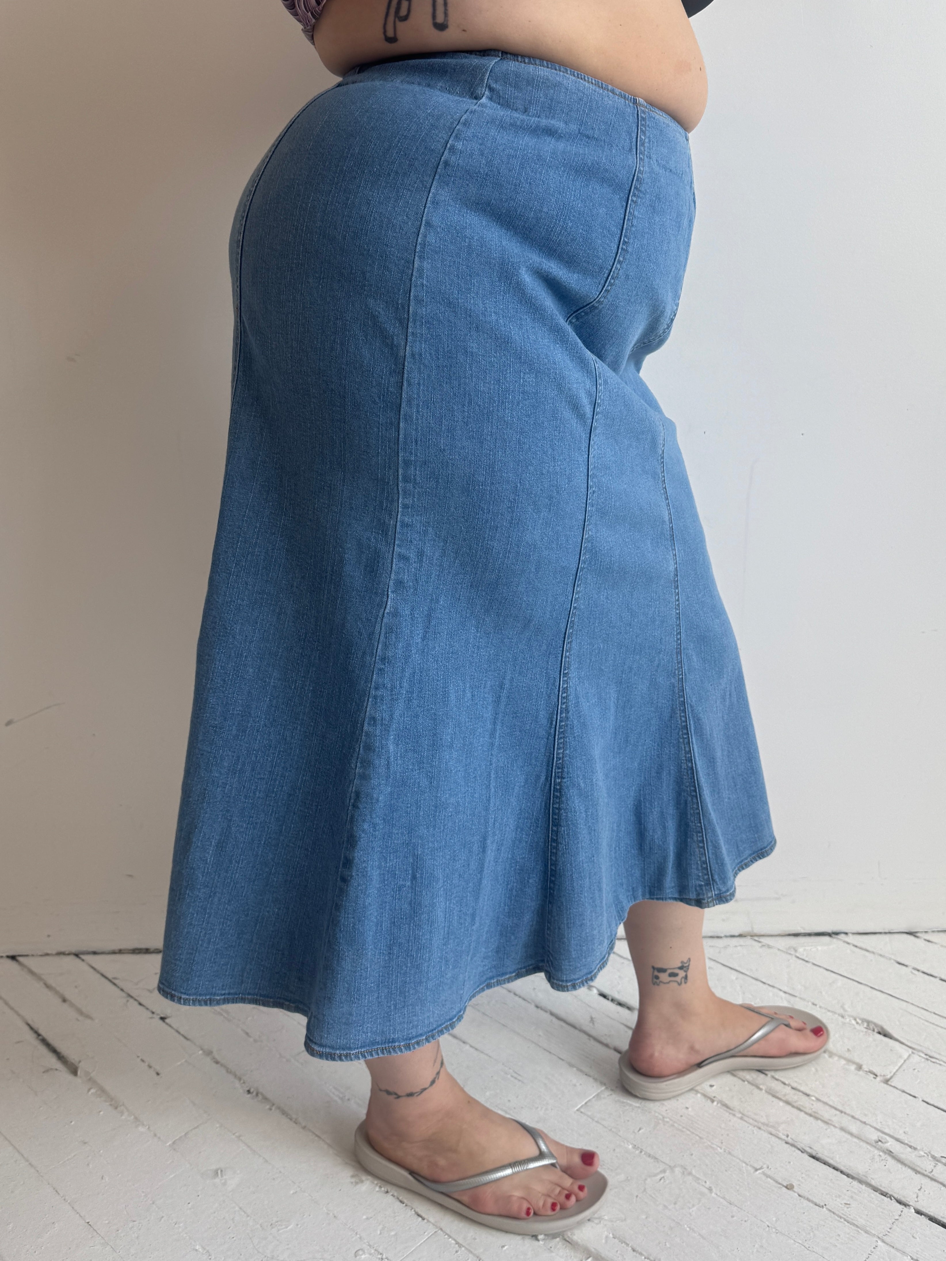 Vintage - Denim Midi Skirt (XL/1X)