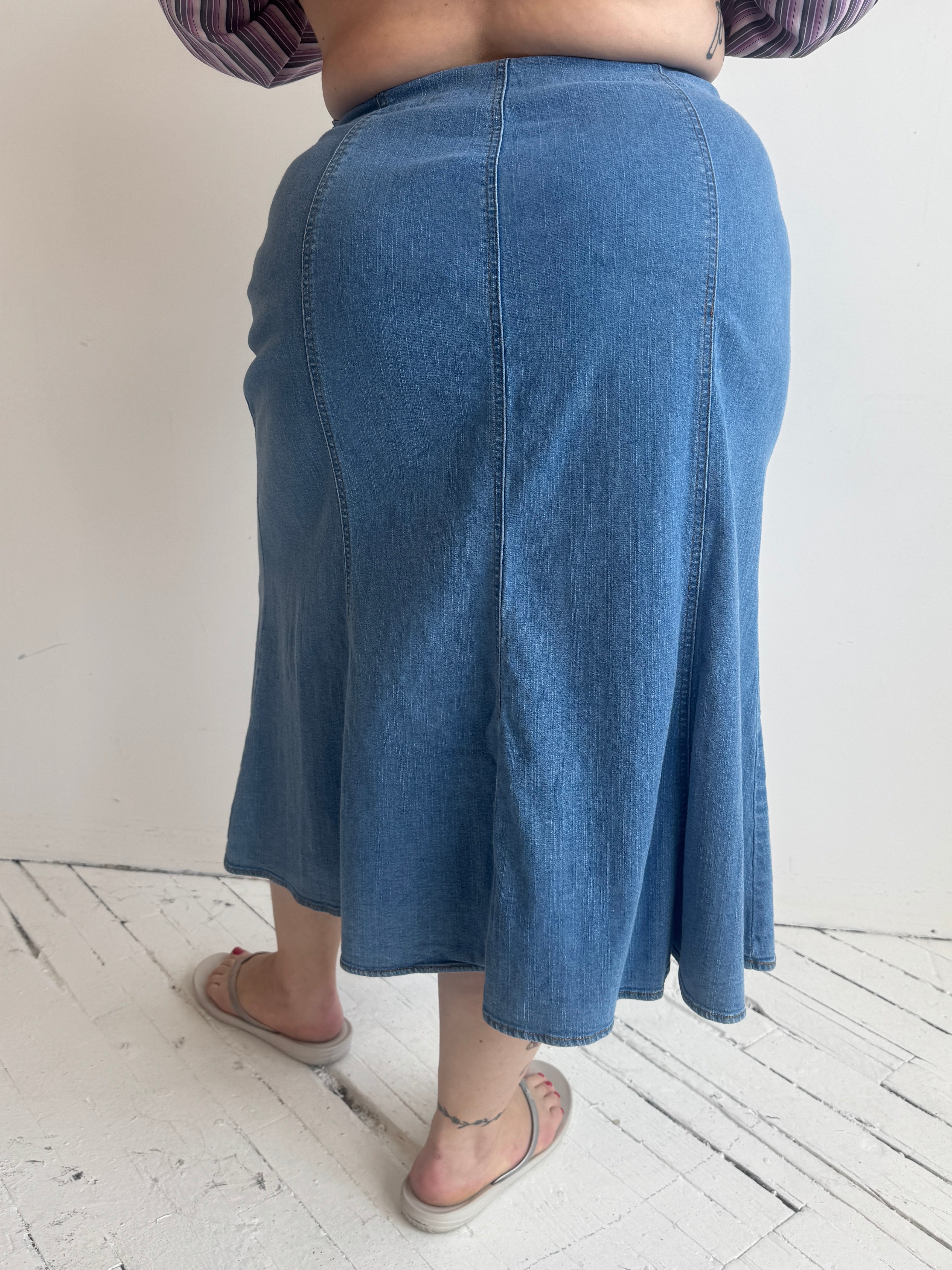 Vintage - Denim Midi Skirt (XL/1X)