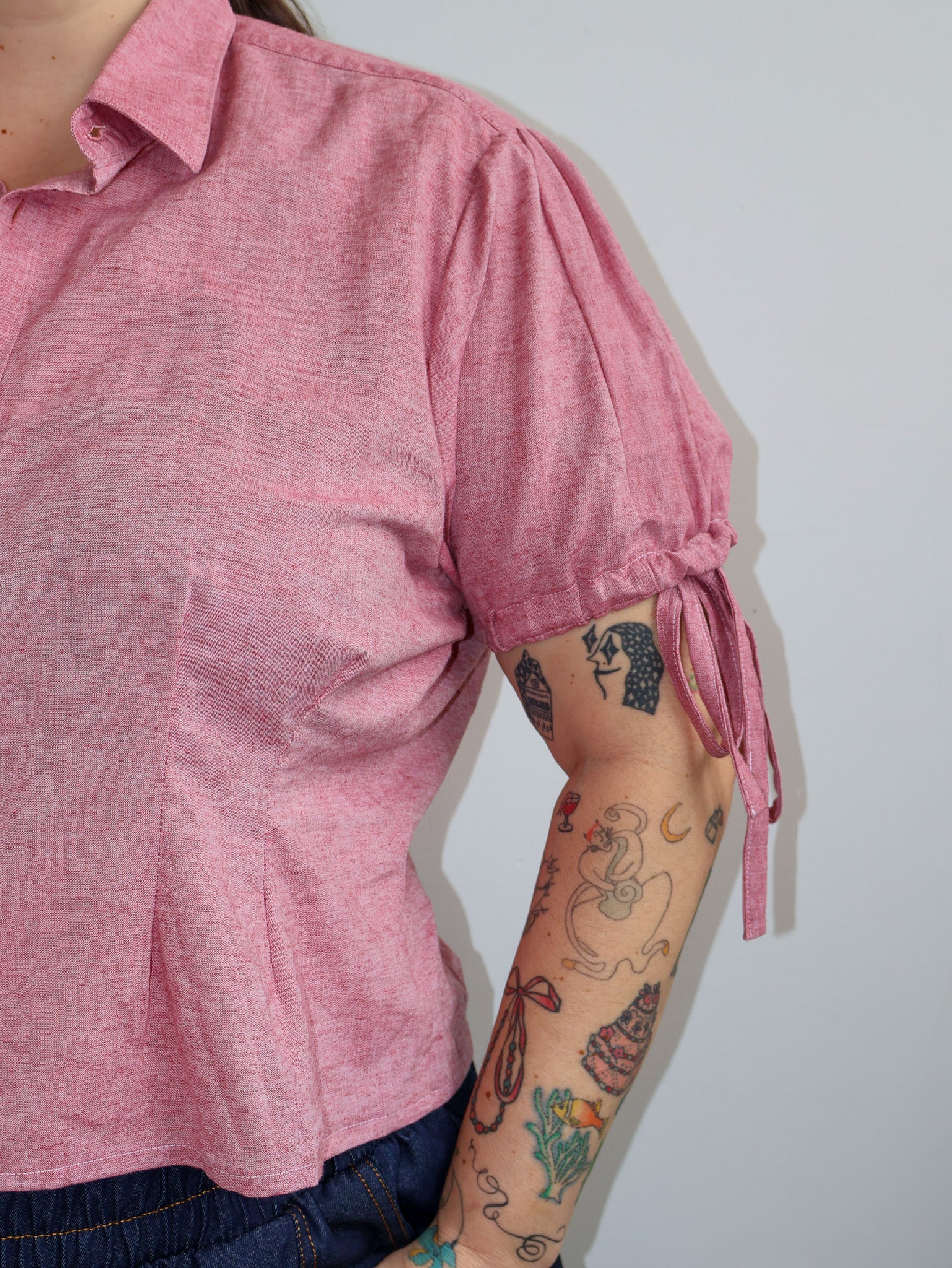 Grandpa's Shirts - Red Puff Sleeve Button Down (1X)