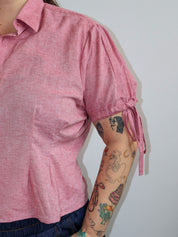 Grandpa's Shirts - Red Puff Sleeve Button Down (1X)