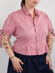 Grandpa's Shirts - Red Puff Sleeve Button Down (1X)