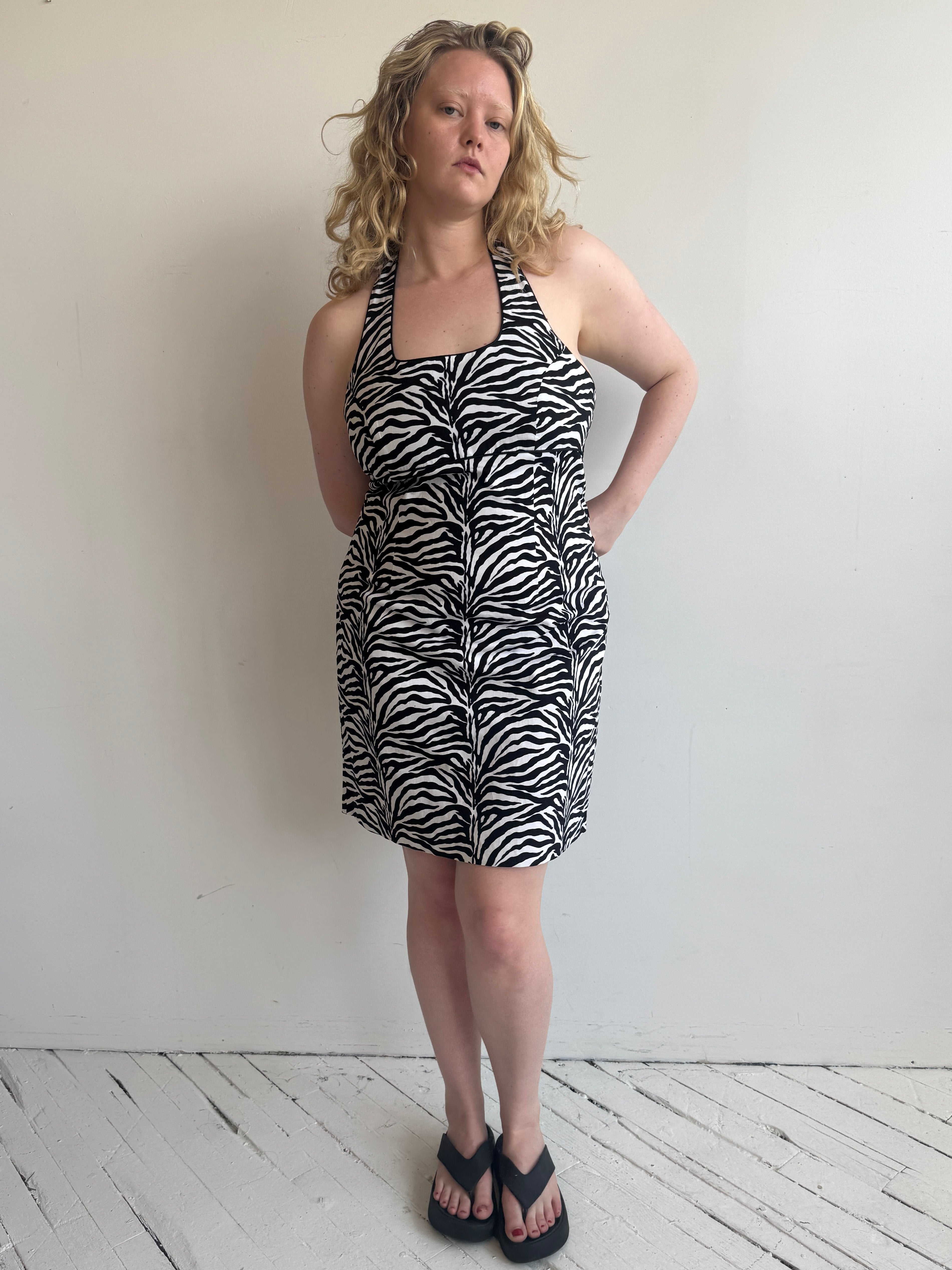 Vintage - Zebra Halter Dress (L/XL)
