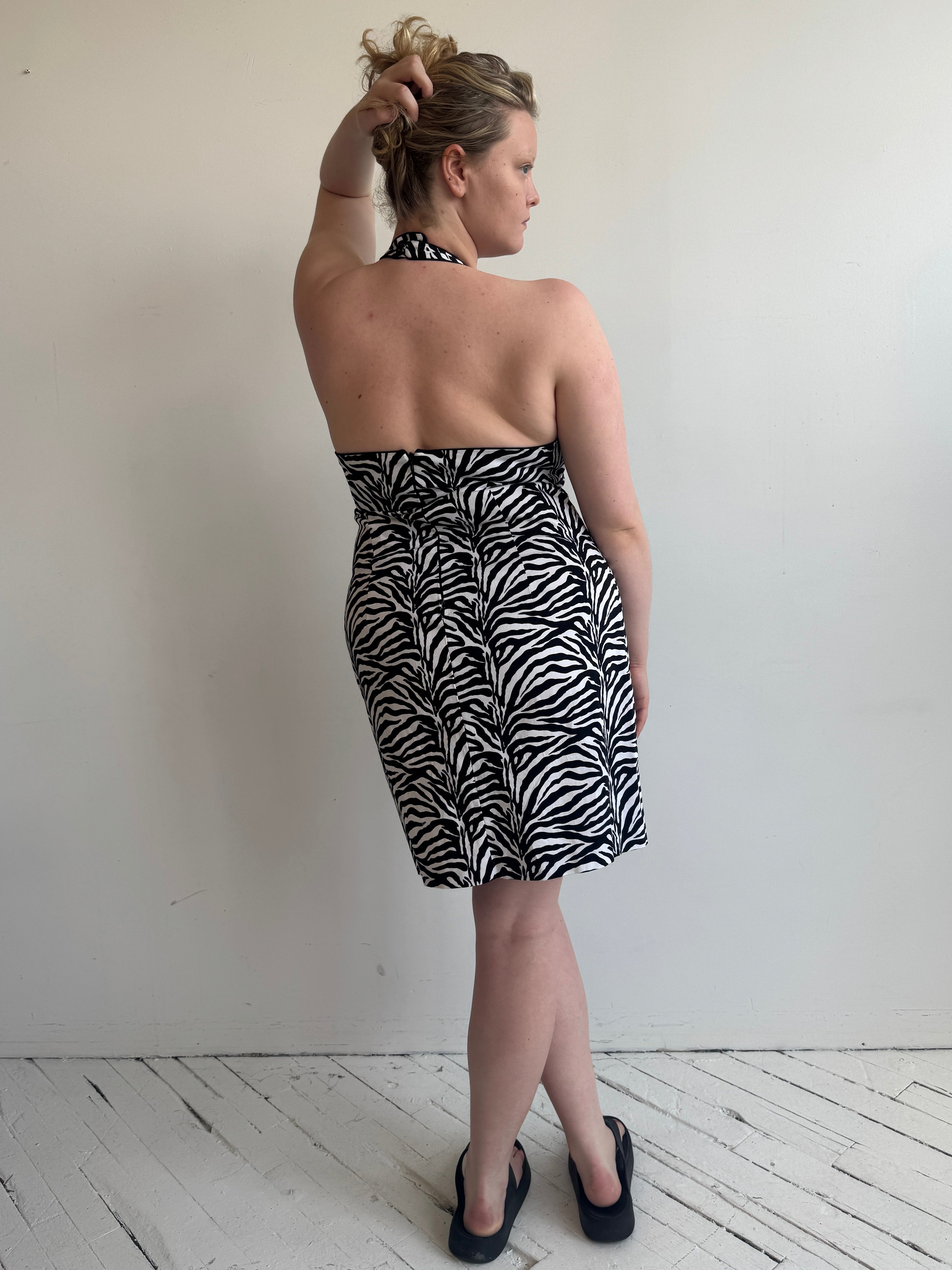 Vintage - Zebra Halter Dress (L/XL)
