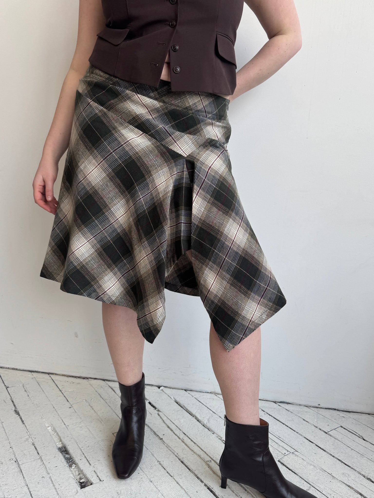 Vintage - Plaid Midi Skirt (XL)