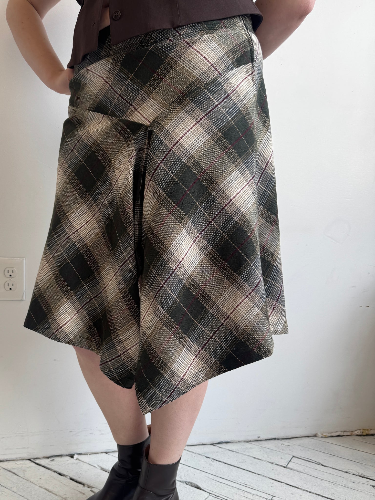 Vintage - Plaid Midi Skirt (XL)