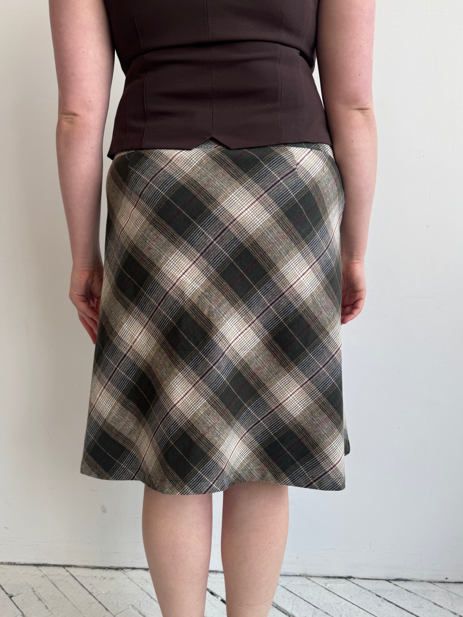 Vintage - Plaid Midi Skirt (XL)