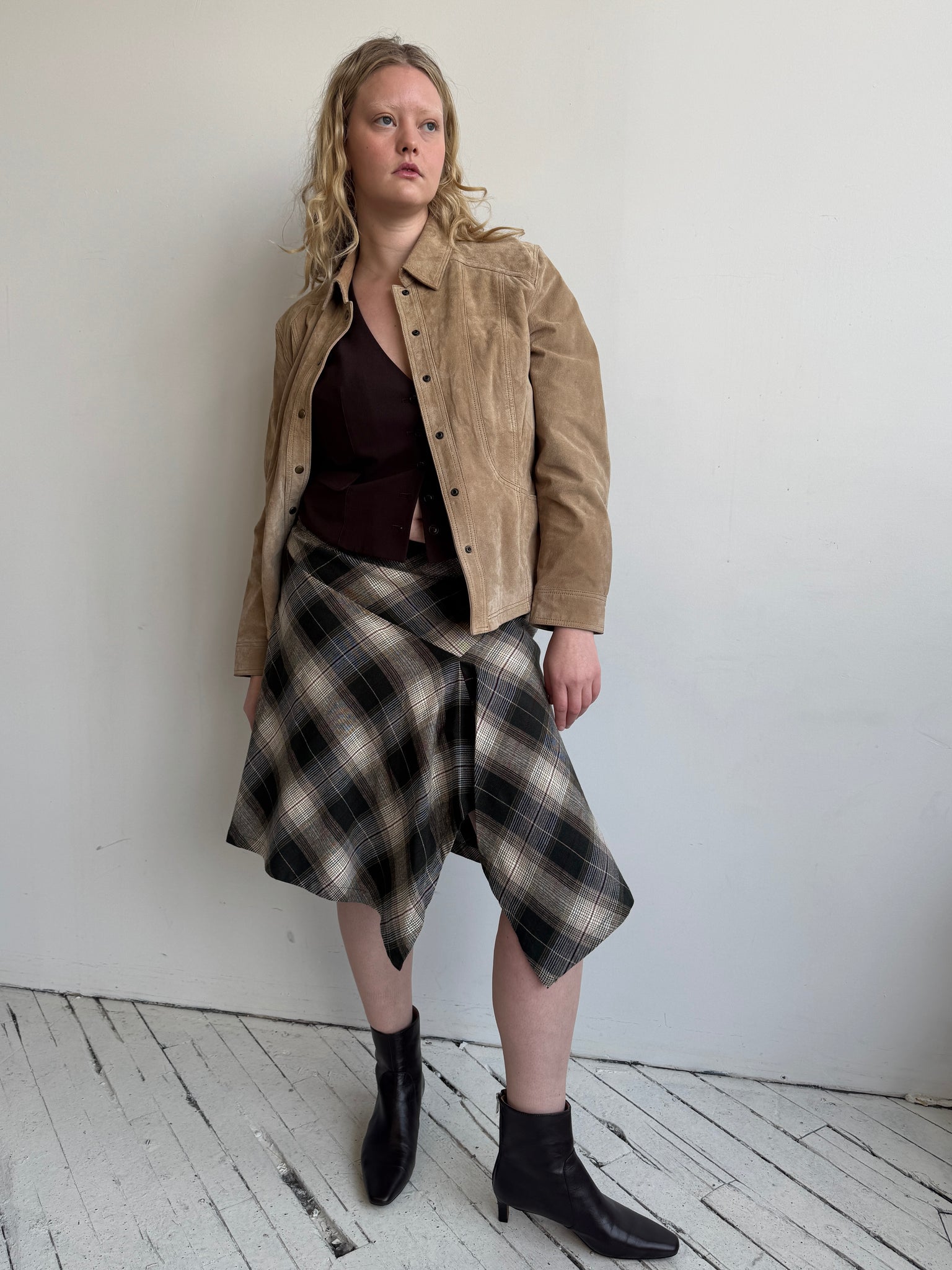 Vintage - Plaid Midi Skirt (XL)