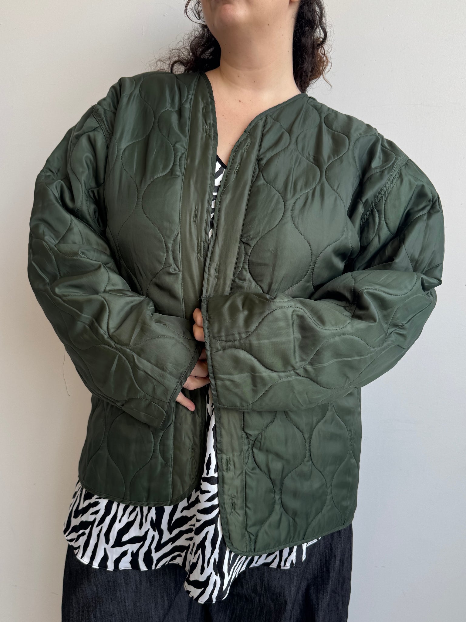 Vintage - Forest Green Quilted Jacket (1X/2X)