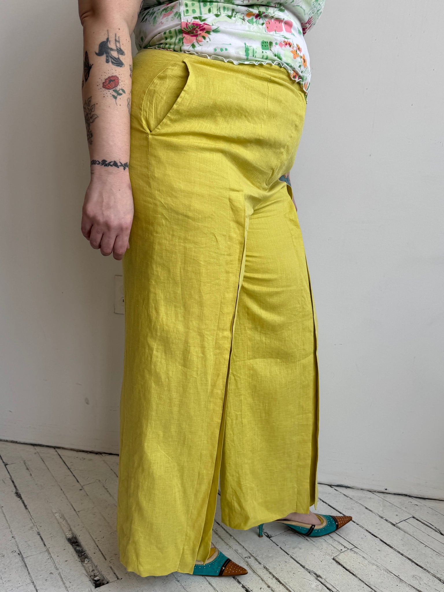 Vintage - Yellow Linen Pants (1X)