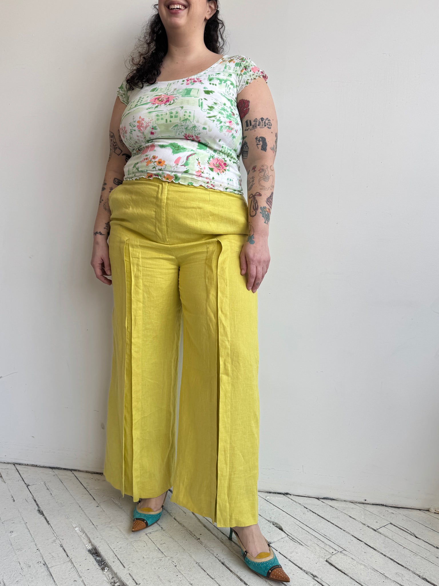 Vintage - Yellow Linen Pants (1X)