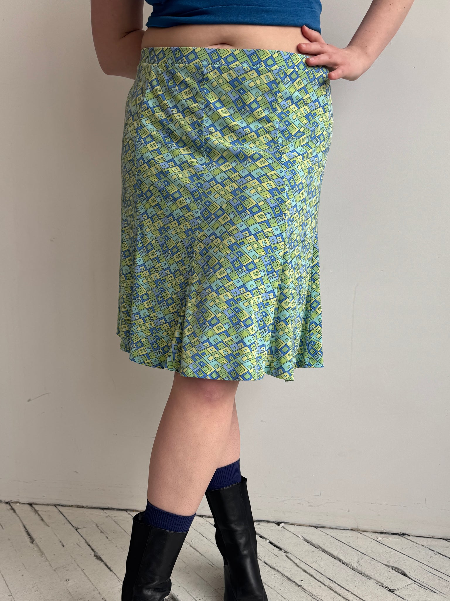 Vintage - Blue and Green Stretch Skirt (XL/1X)