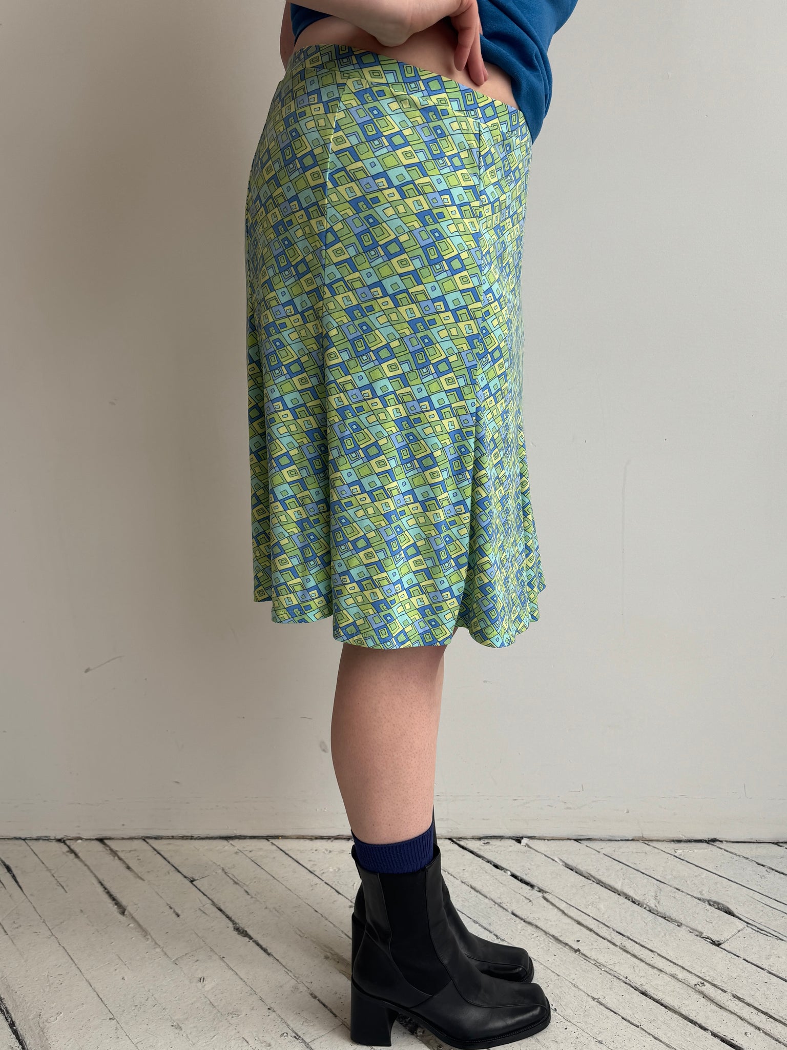 Vintage - Blue and Green Stretch Skirt (XL/1X)