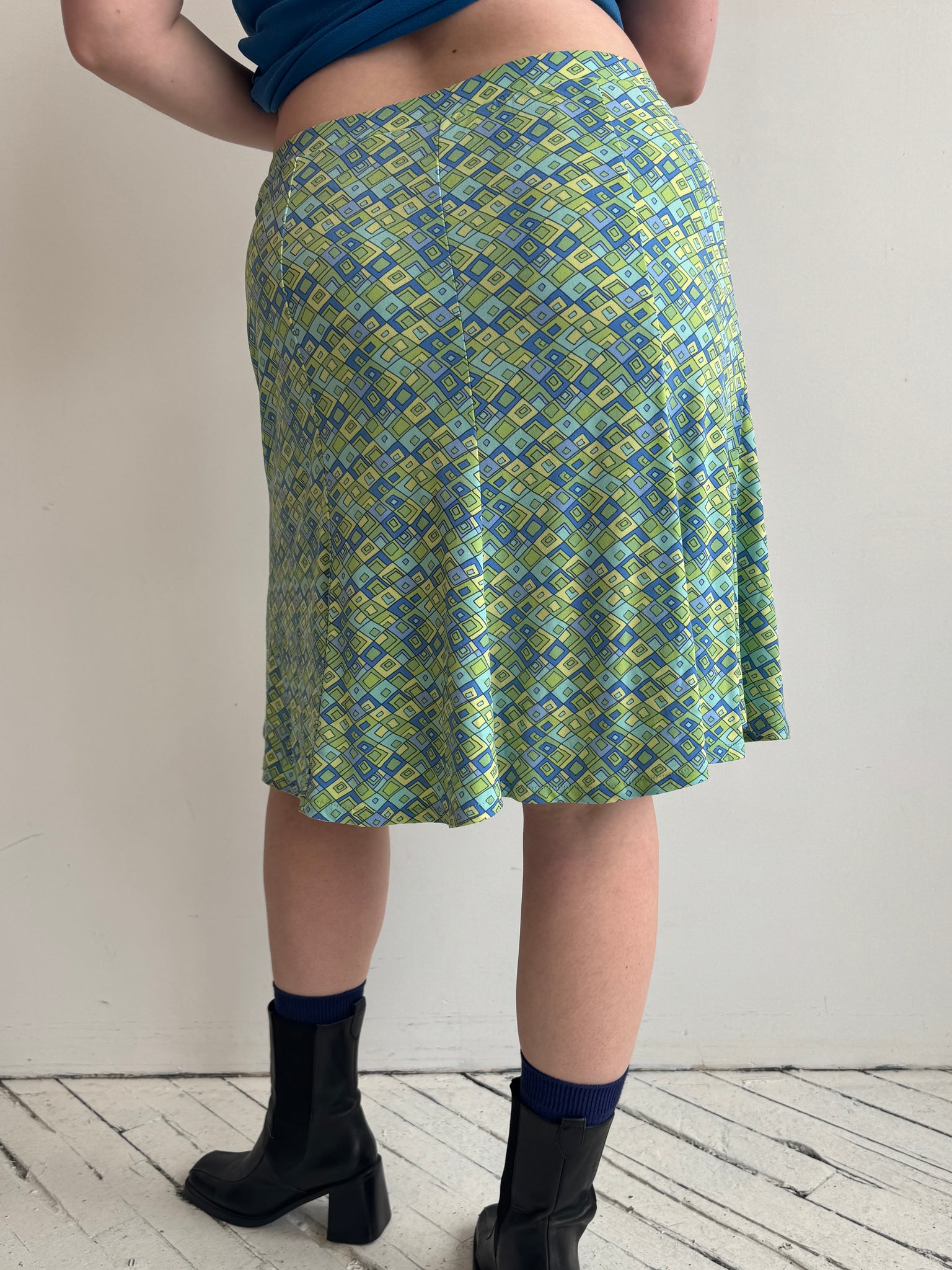 Vintage - Blue and Green Stretch Skirt (XL/1X)